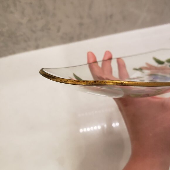 Vintage longer floral plate with gold rim - Picture 4 of 8